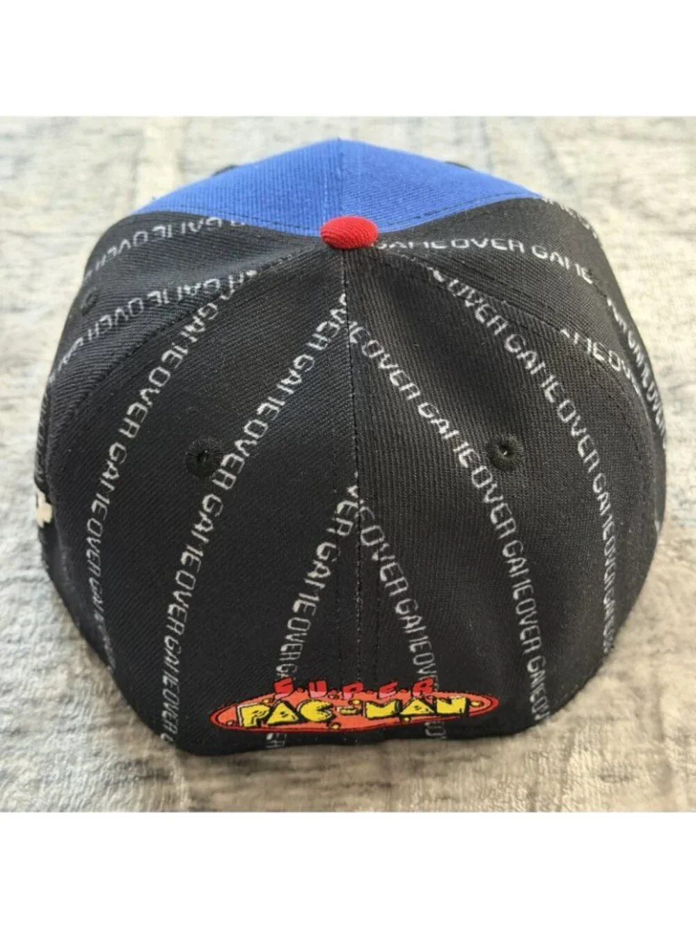 Headgear Classics Pac-Man Fitted Hat Size 7 Blue Black Super Gamer Arcade Cap